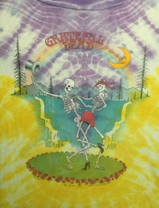 Vtg Grateful Dead Rare 1990 Tie Dye Shirt Large Gdm Dancing Skeletons Symmetria