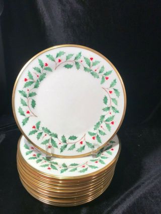 Set Of 12 Lenox Holiday Dimension Bread & Butter Plates 6 3/8 " Made In Usa