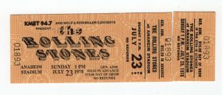 The Rolling Stones Some Girls July 23 1978 Anaheim Full Concert Ticket