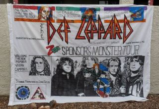 Vintage Def Leppard Fan Made Banner Concert Tour Art Fabric Rock 1993 Ss2