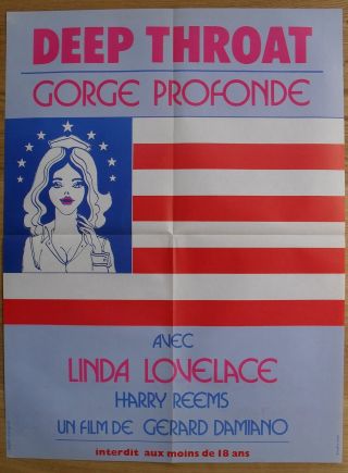 Deep Throat Linda Lovelace Erotic French Movie Poster 