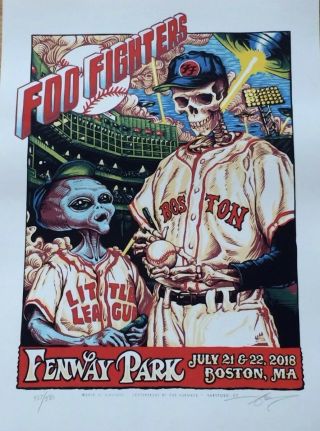Foo Fighters Poster 7/21 & 7/22 2018 Fenway Park Artist Proof Signed/numbered