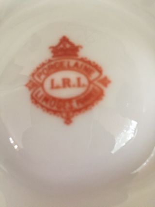 Vintage LRL L.  R.  L.  Limoges France Oyster Plate White Porcelain Gold Trim 6