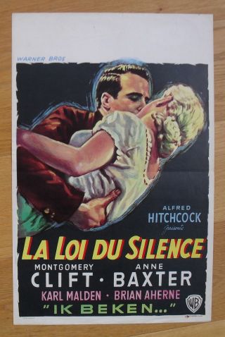 Alfred Hitchcock I Confess Anne Baxter Belgian Movie Poster 