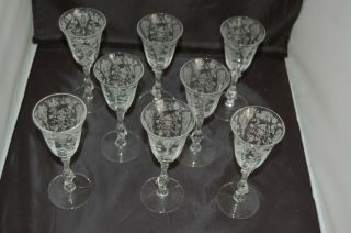 Set Of 8 Cambridge Rosepoint 2 1/2oz Wine Glass/stem/ Goblets