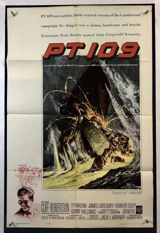 Pt 109 Movie Poster (fine) One Sheet 1963 Jfk Cliff Robertson Ty Hardin 3875