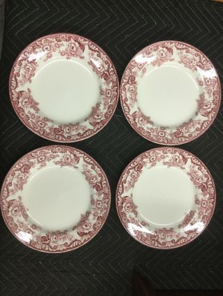 Spode Delamere S3784 A7 Red Cranberry Dinner Plates 10 1/2” Set Of 6