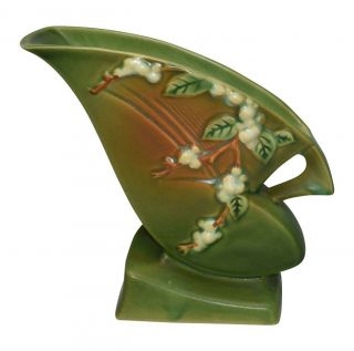 Roseville Pottery Snowberry Green Vase 1fh - 7