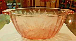 Rare " Ice Bucket Oval Pink Floral Poinsettia Jeannette Depression Glass