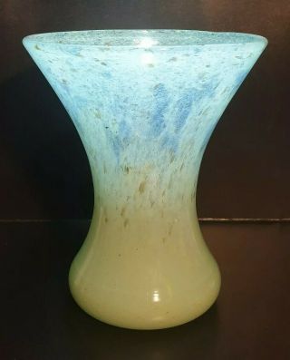 Monart/vasart/strathearn Perthshire Scottish Glass Vase Blue Gold Aventurine