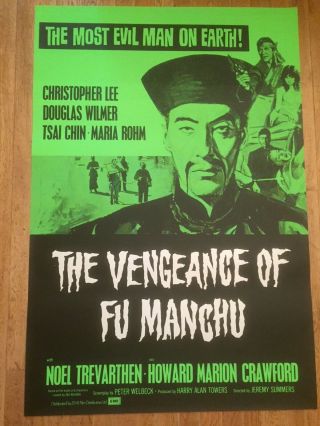 The Vengeance Of Fu Manchu British Horror Film Poster Christopher Lee
