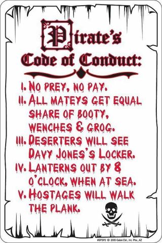 3pirate Code Of Conduct No Prey No Pay Sign For Pirates Of The Caribbean Fan