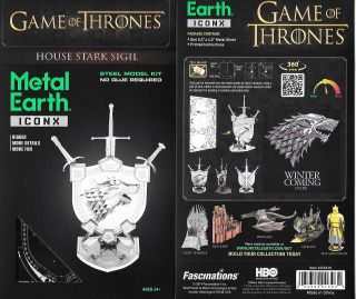 Game Of Thrones House Stark Sigil Metal Earth Iconx 3d Steel Model Kit