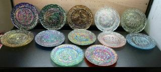 Complete 12 Twelve Days Of Christmas Plate Set Imperial Lenox Carnival Glass