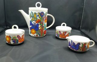 Villeroy & Boch Acapulco Tea Pot With Creamer And Sugar Made In Luxembourg