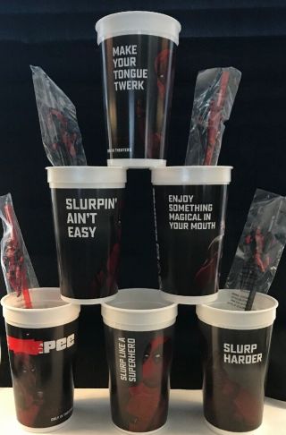 Marvel Deadpool 2 7 - Eleven Complete Set Of 6 Slurpee Cups And Set Of 4 Straws