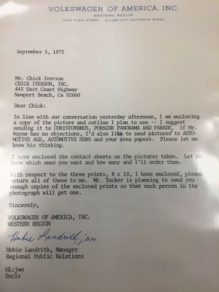 Pictures Of John Wayne Signed Letter From (baseball Star) Hobie Landrith For Vw