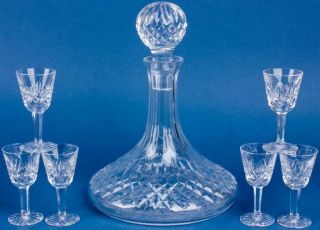 Vintage Waterford Crystal Decanter & Crystal Glasses Set