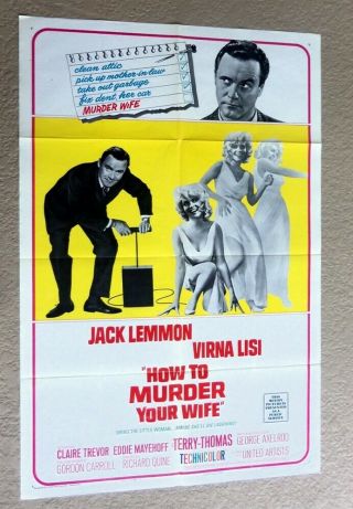 How To Murder Your Wife Style A 27x41 Movie Poster 1965 Jack Lemmon Virna Lisi