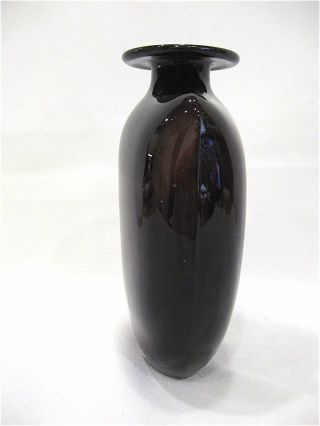 Vintage Rare Kosta Boda Kjell Engman Black Amethyst Swedish Glass Shoulder Vase