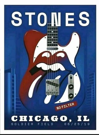 Rolling Stones No Filter Tour 2019 Chicago Il Solider Lithograph Poster Print