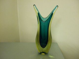 Murano Sommerso Turquoise/yellow Gold Uranium? Flared Rim Vase