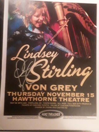 Lindsey Stirling Signed Concert Poster Flyer Loa