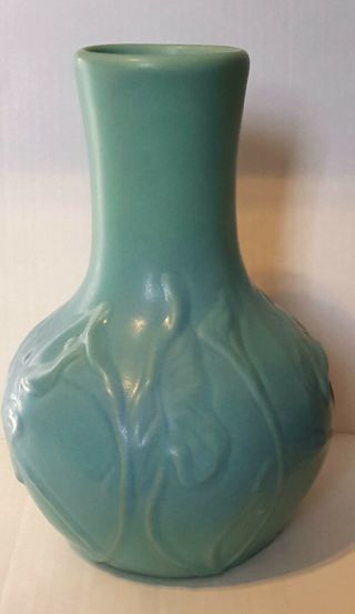 Van Briggle Turquoise Blue Green Or Ming Turquoise Calla Lily Lillies Vase - 10 "