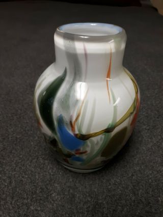 Rare Hand Blown Fostoria Art Glass Vase " Interpretations " 1977 Signed