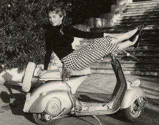 Dawn Addams Cheesecake Pin - Up Mod Pose on Vespa Scooter Fab 1950s Photograph 3