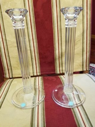 Tiffany & Co.  Crystal Glass Candle Stick Holders 10 " Set Of 2 Matching Holders