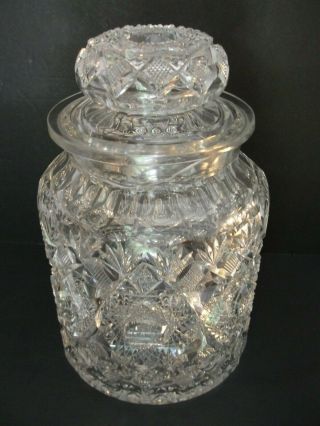 Antique American Brilliant (abp) Cut Glass Crystal Cigarette Tobacco Jar