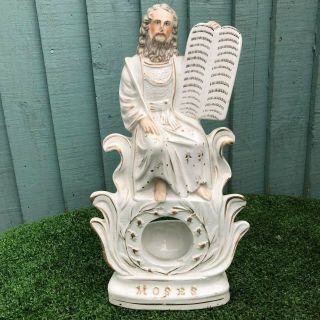 Mid 19thc Staffordshire Moses Figure With The Ten Commandments C1850s