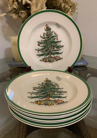 8 Spode Christmas Tree Dinner Plates 10”