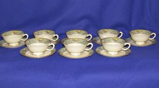 8 Lenox Autumn Cups & Saucers With Gold Back Stamp