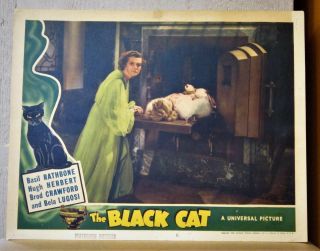 1941 The Black Cat Orig.  Lobby Card Gladys George Crematorium Anne Gwynne