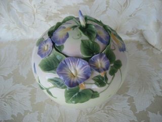 Franz Porcelain Floral Covered Jar 8 " Tall X 7 3/4 " Wide