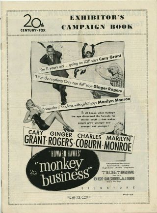 Marilyn Monroe & C.  Grant • Monkey Business • 1952 • 16 Pg.  • Unfolded Complete