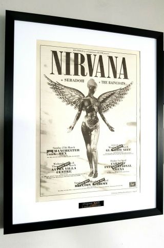Nirvana Kurt Cobain Luxury Framed Nme/never Mind/very Very Rare