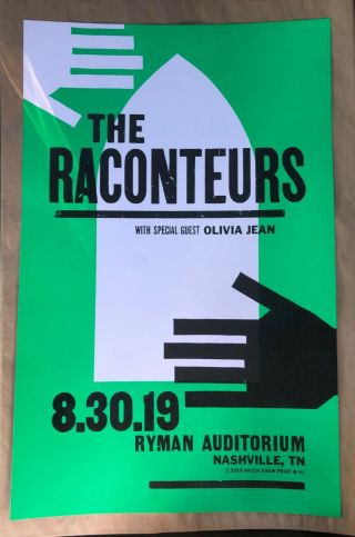 Raconteurs Hatch Show Print Concert Poster Ryman Nashville 8/30/2019 Jack White