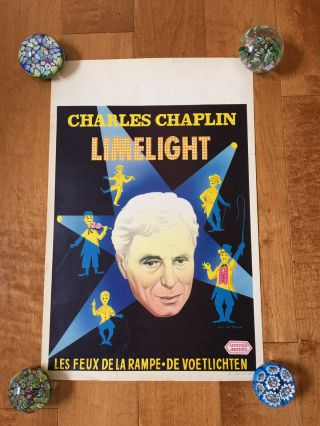 Charlie Chaplin Limelight 1952 Belgian Poster Never Folded (buster Keaton) Rare