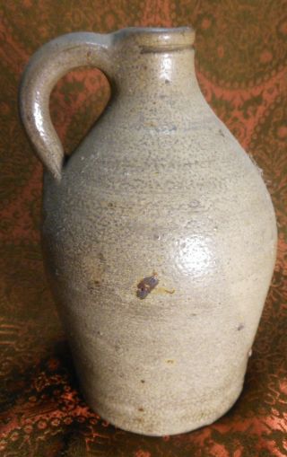 Great Small Antique Early American Ovoid Stoneware Jug