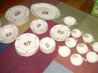Huge 59 Pc.  Syracuse China Federal Shape Victoria Rose Pattern,  Almost Perfect