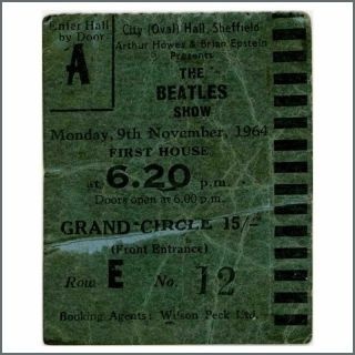 The Beatles 1964 City Hall Sheffield Ticket Stub (uk)