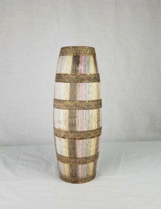 Mid Century Aldo Londi For Bitossi Multicolored Incised Seta Vase 13 "