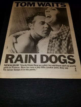 Tom Waits Rain Dogs Rare Uk Promo Poster Ad Framed