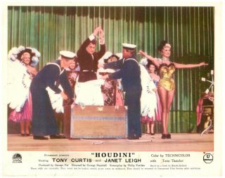 Houdini Lobby Card 1953 Tony Curtis Janet Leigh Handcuffed Magic Trick
