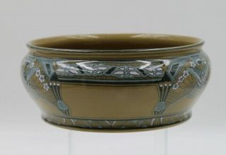 Buffalo Pottery Emerald Deldare Ware Bowl 1911 Art Nouveau 2