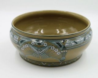 Buffalo Pottery Emerald Deldare Ware Bowl 1911 Art Nouveau 4