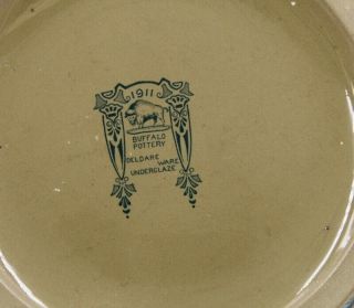 Buffalo Pottery Emerald Deldare Ware Bowl 1911 Art Nouveau 8